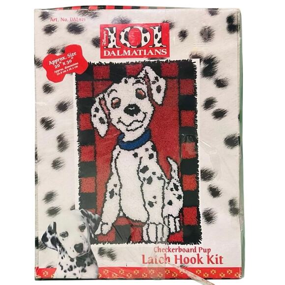 Disney Other - RARE Disney Dog 101 Dalmatians Checkerboard Pup Latch Hook Kit 20”X30” NEW 1997